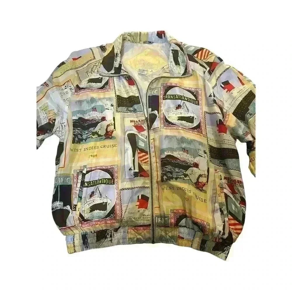 Vintage East West Women’s Size Medium 80s /90s 100% Silk Windbreaker Jacket.
